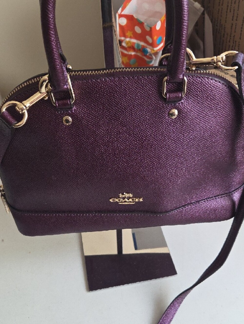Coach Purple Dome Satchel with Gold Hardware - Picture 2 of 8